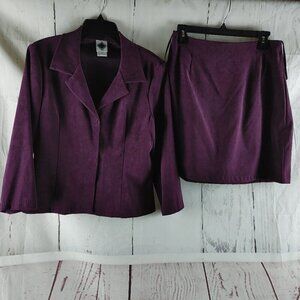 California Concepts Size 9 Polyester Blend Purple 2pc Skirt Suit 28x18